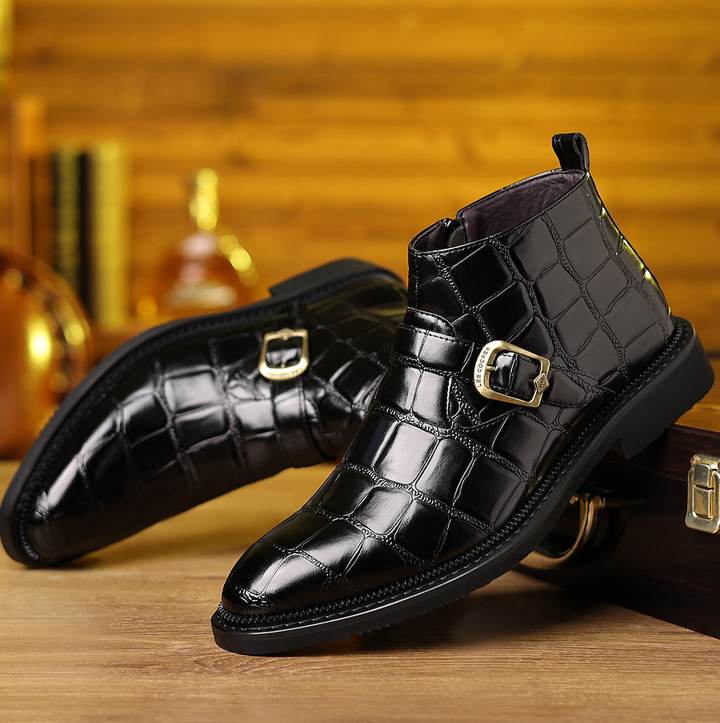 LEATHER CROC BOOTS