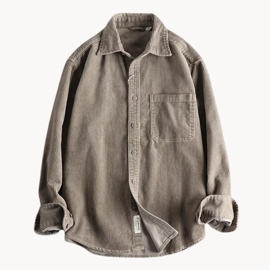 Gavin - Classic Brown Corduroy Long Sleeve Shirt | By Julian & Claire Toronto