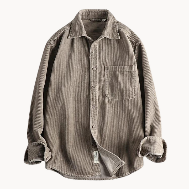 Gavin - Classic Brown Corduroy Long Sleeve Shirt | By Julian & Claire Toronto