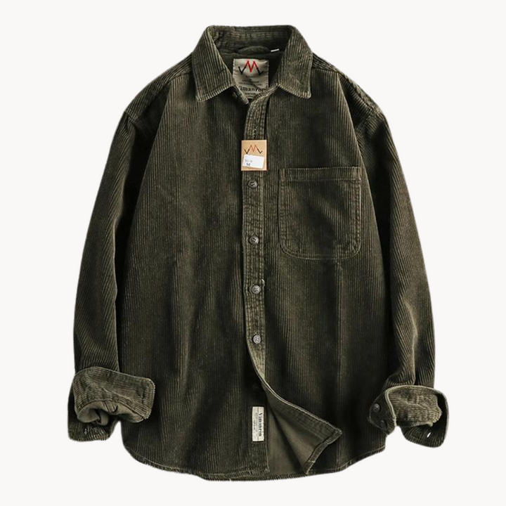 Gavin - Classic Brown Corduroy Long Sleeve Shirt | By Julian & Claire Toronto