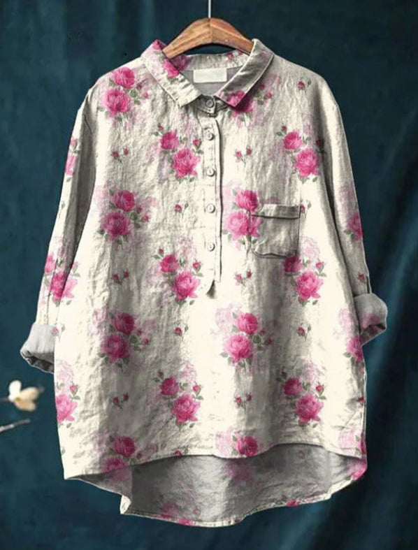 Claire™ | Chic Floral Silk Blouse