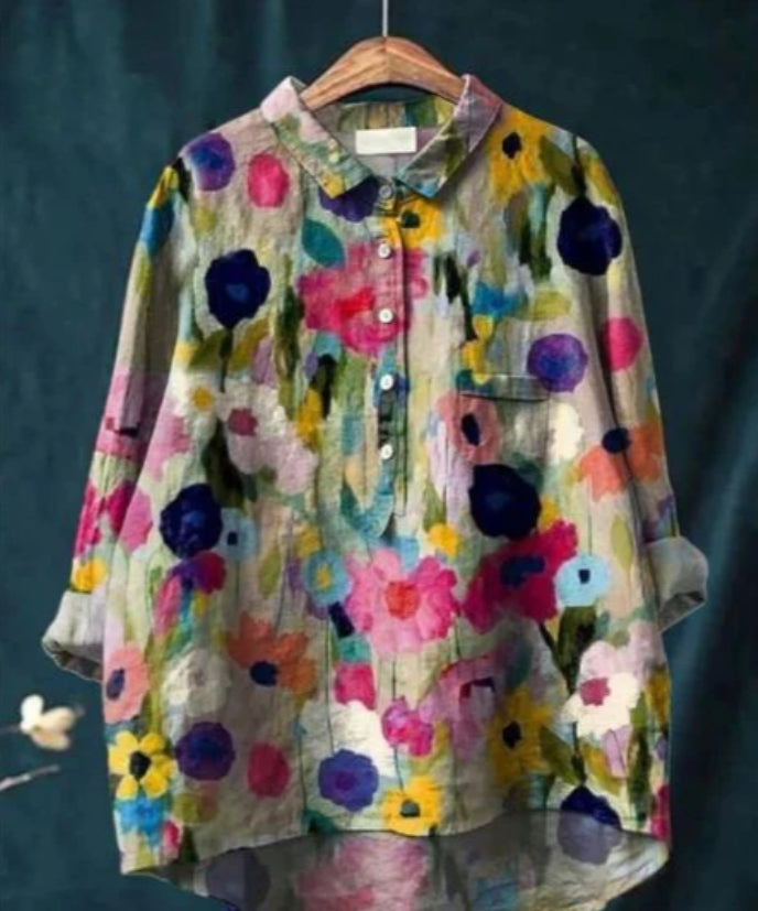 Claire™ | Chic Floral Silk Blouse