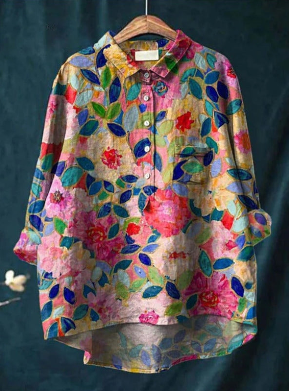 Claire™ | Chic Floral Silk Blouse