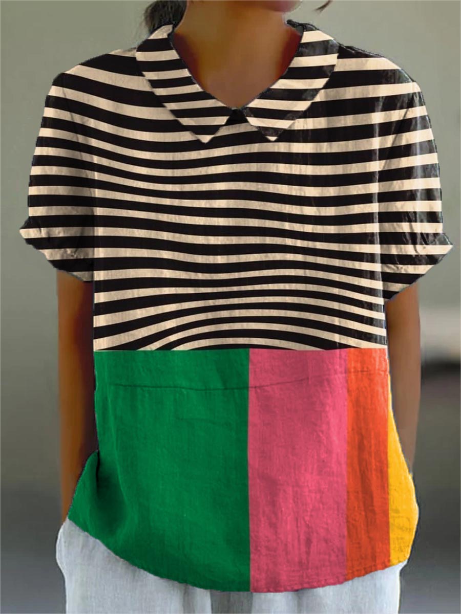 Eva™ | Striped and Colour Block Shirt