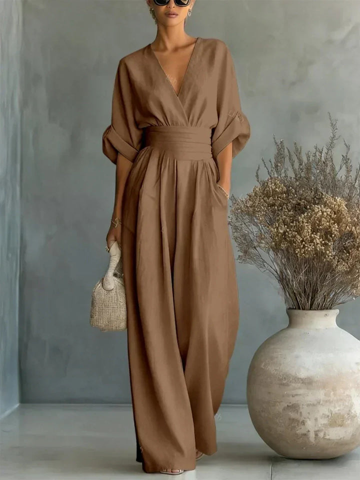 Éliane™ | Pastel Blue V-Neck Jumpsuit