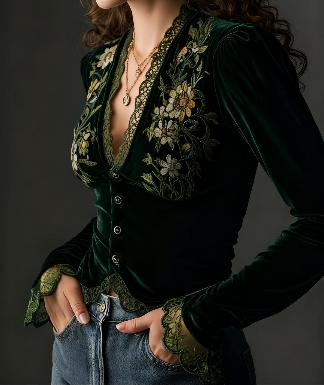 Suzanne™ | Embroidered Velvet Top