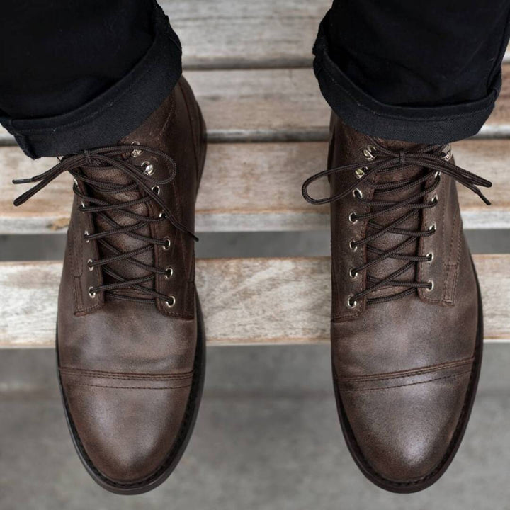 LEATHER LACE BOOTS