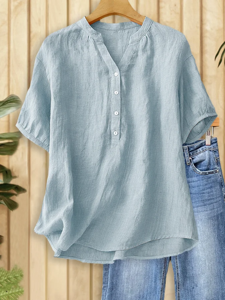 Heather™ | Clean Cut V-Neck Blouse