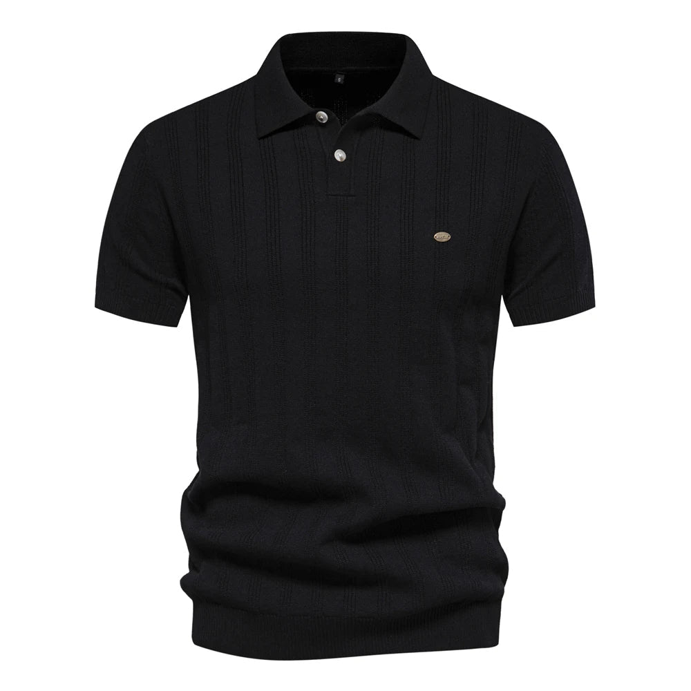 Brady - Classic Ribbed Knit Polo Shirt | By Julian & Claire Toronto