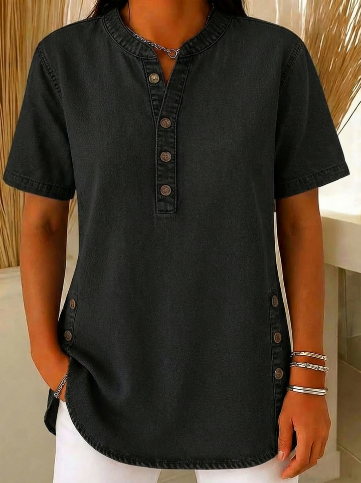 Apolline™ | Cotton Denim Blouse