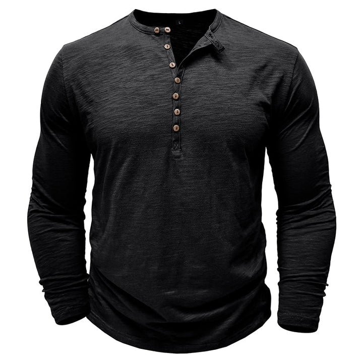 Gerald - Classic Long Sleeve Henley Shirt | By Julian & Claire Toronto