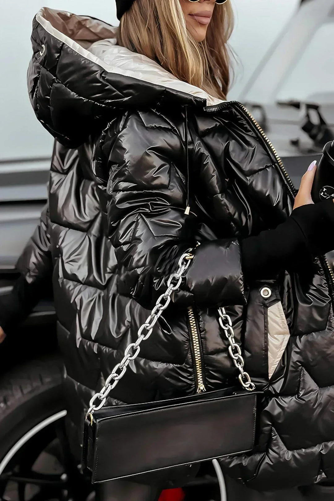 Lina | Long, Warm Quilted Jacket with Generous Hood