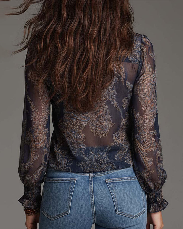 Katie™ | Sophisticated Half-Zip Blouse with Ruffles