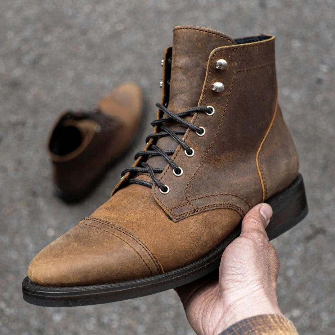 LEATHER LACE BOOTS