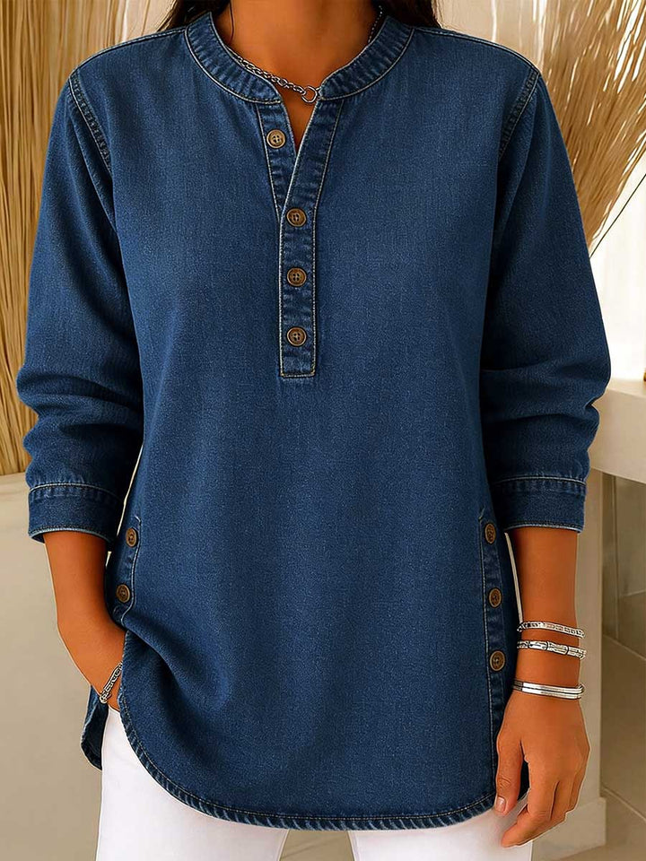Amira™ | Denim Shirt with V-Neck