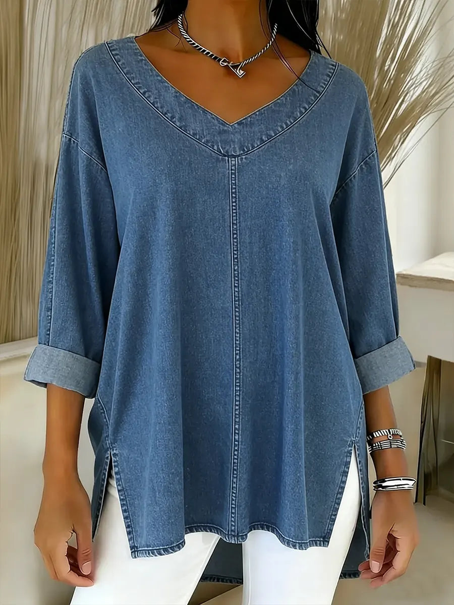 Adèle™ | Washed Denim Top