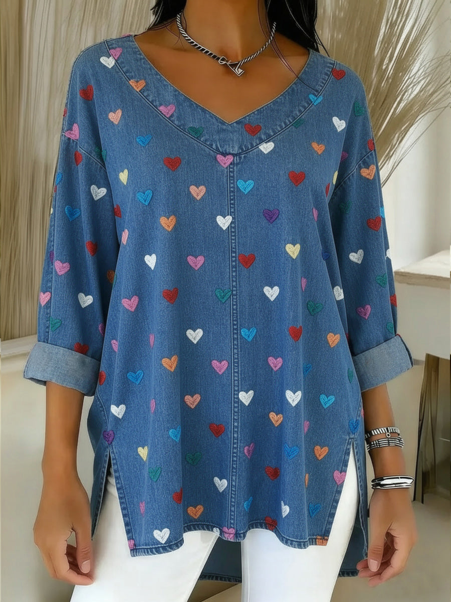 Soraya™ | Denim V-Neck Top