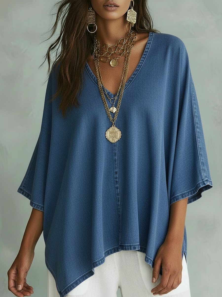Margot™ | Denim V-Neck Shirt