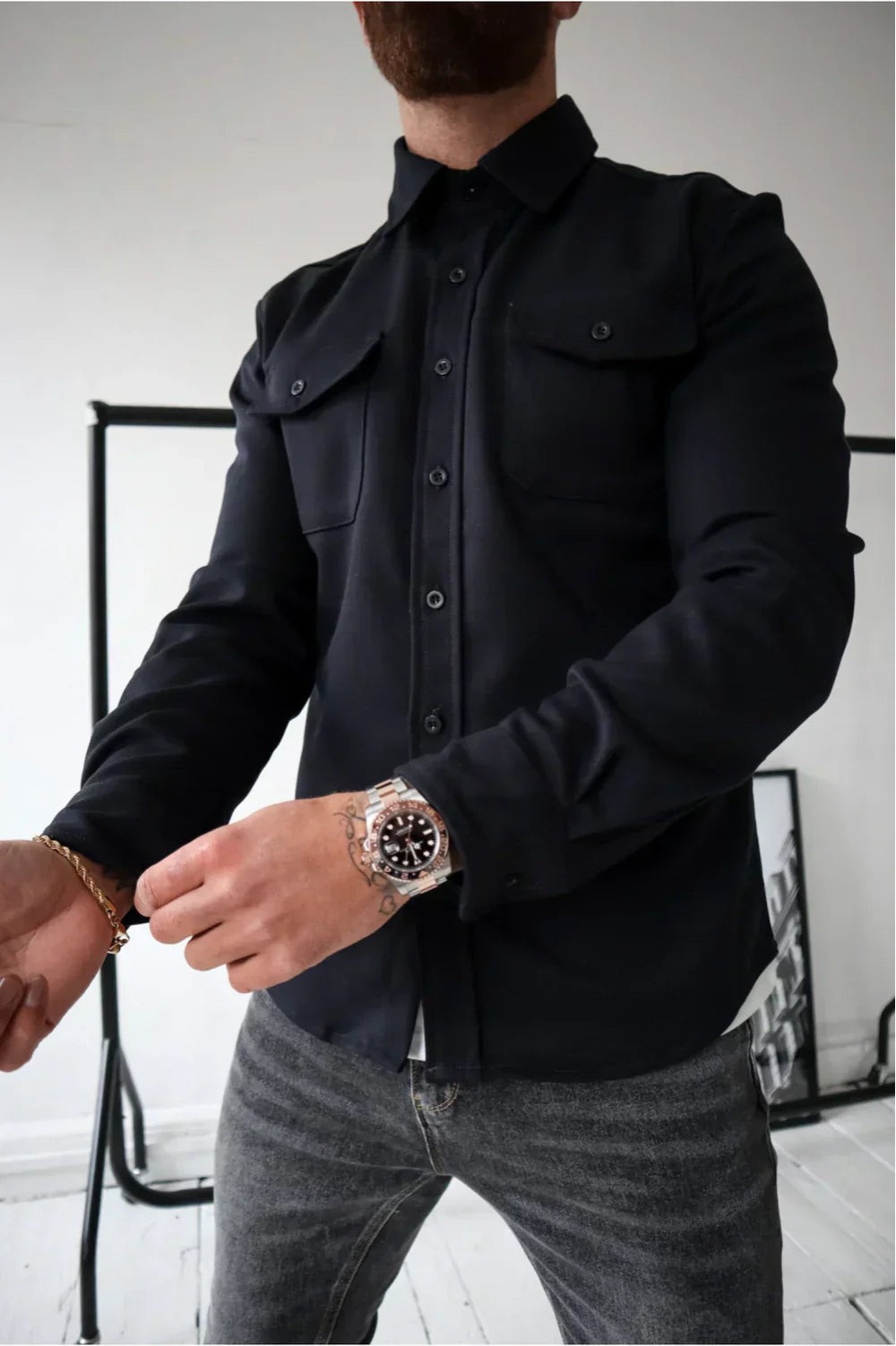 Shirt Jacket for Men - Button-Up Overshirt