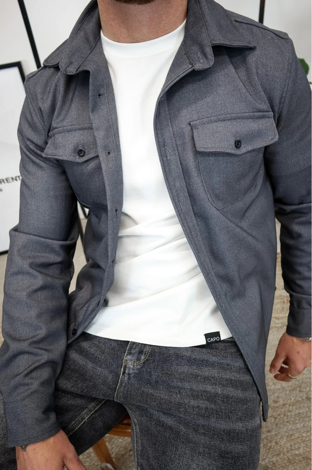 Shirt Jacket for Men - Button-Up Overshirt