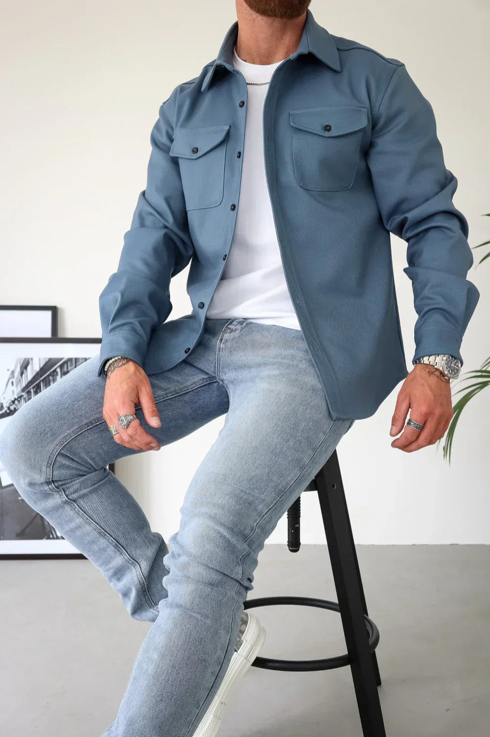 Shirt Jacket for Men - Button-Up Overshirt