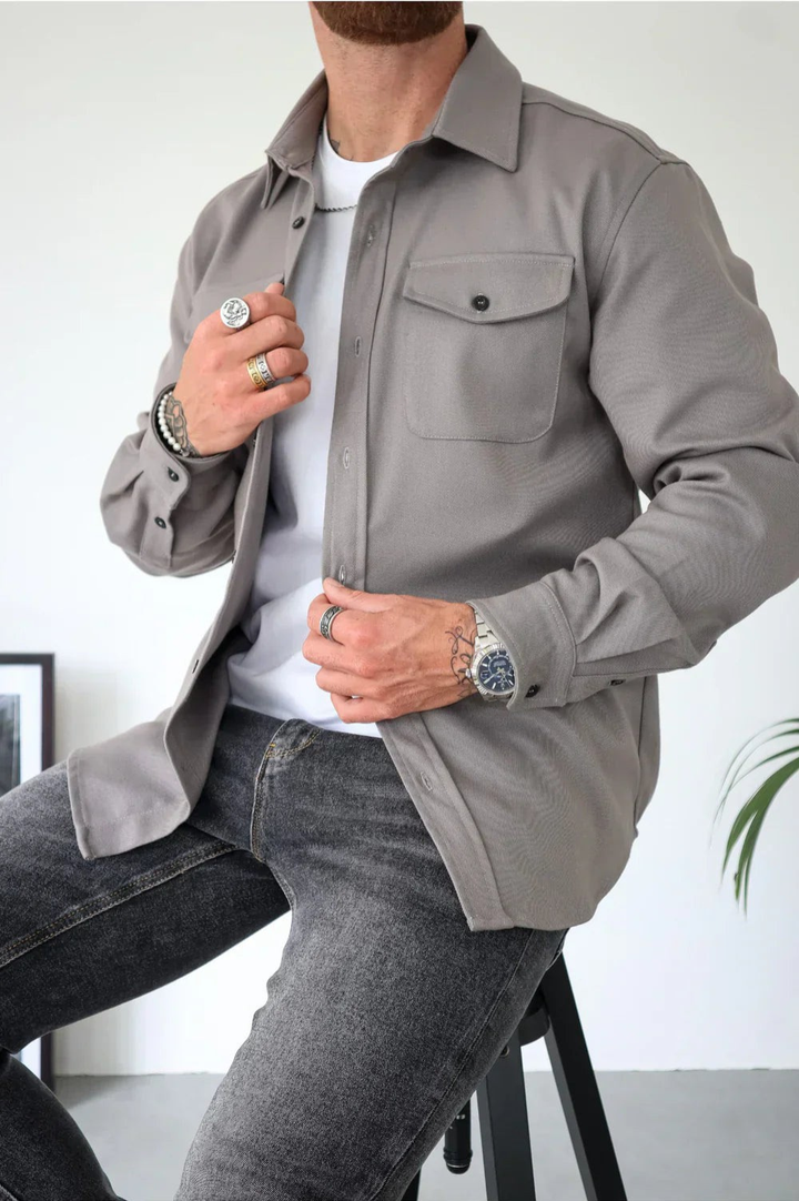 Shirt Jacket for Men - Button-Up Overshirt