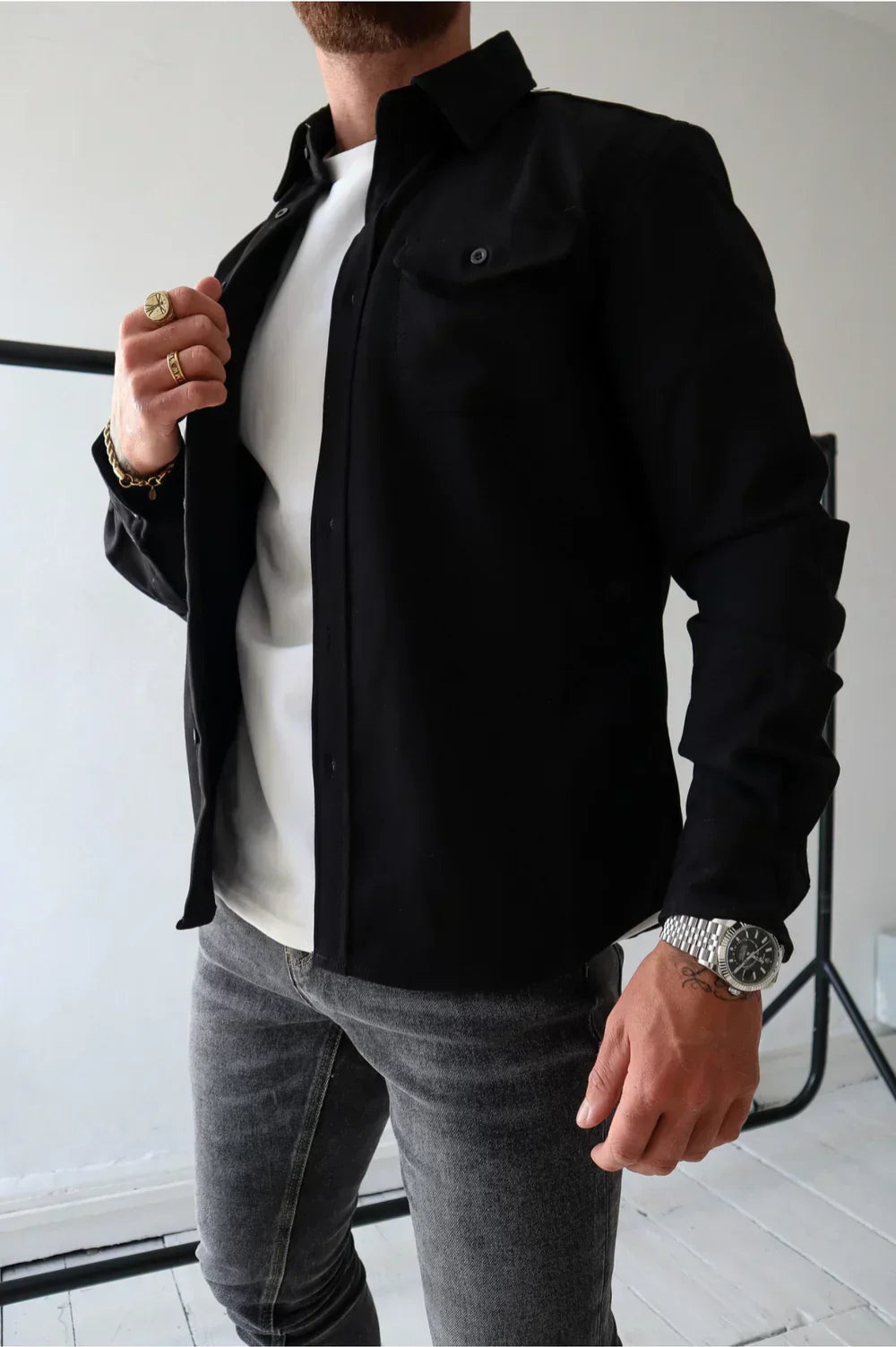 Shirt Jacket for Men - Button-Up Overshirt