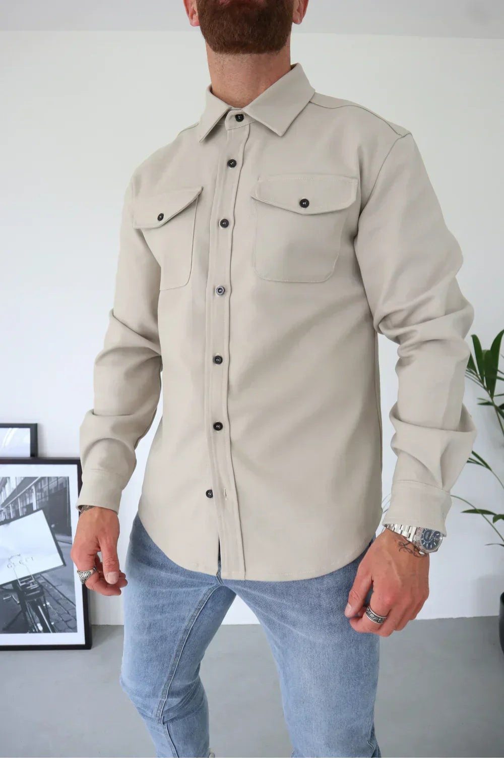 Shirt Jacket for Men - Button-Up Overshirt