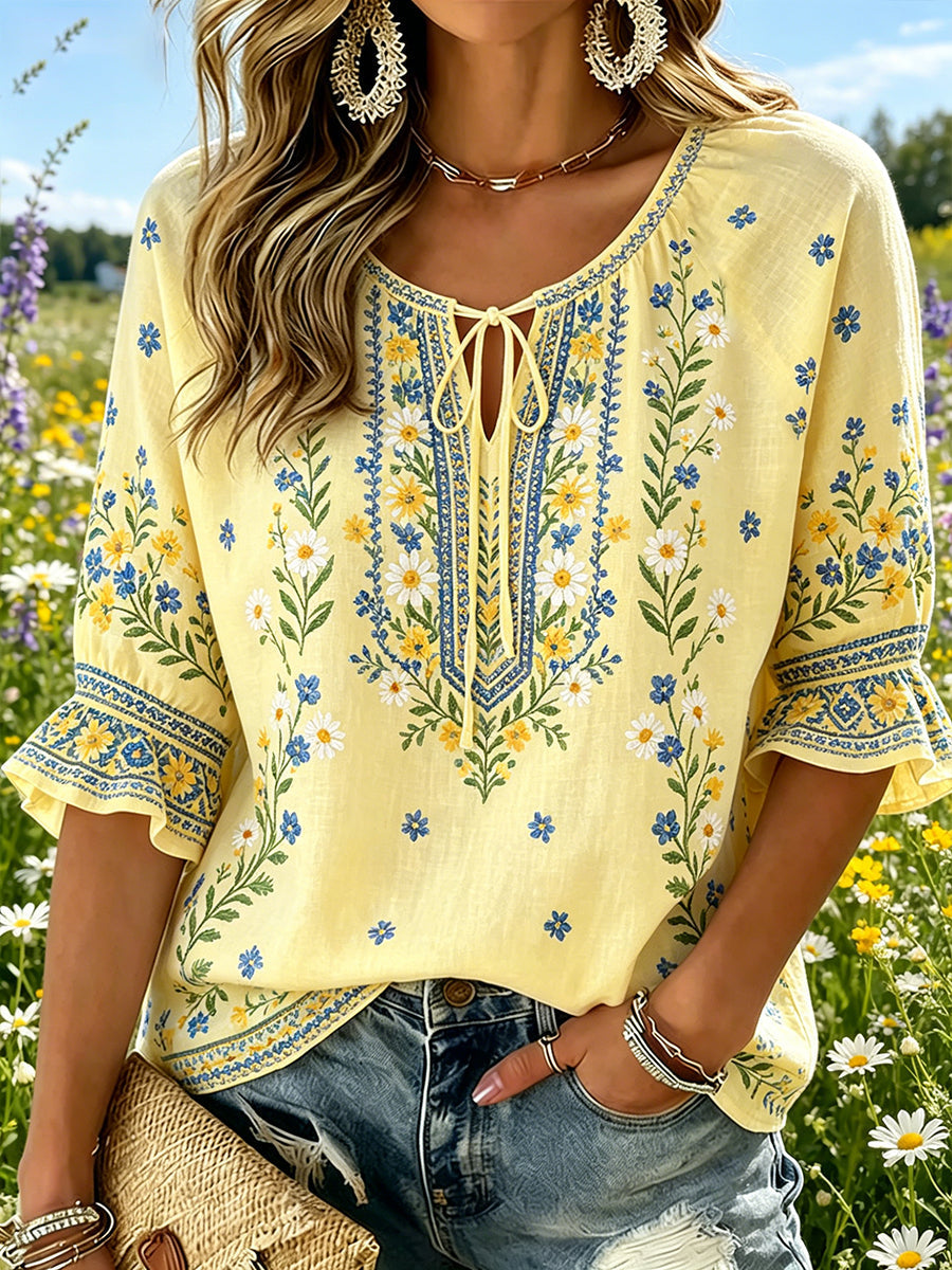 Midsummer™ | Pastoral Blouse with V-Neck