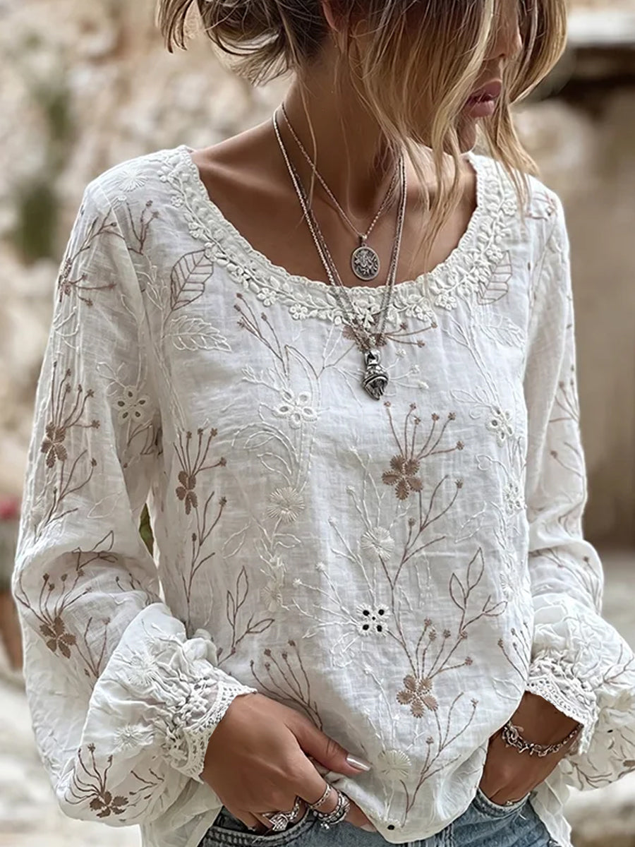 Herbier Doux™ | Top vintage floral in cotton-linen